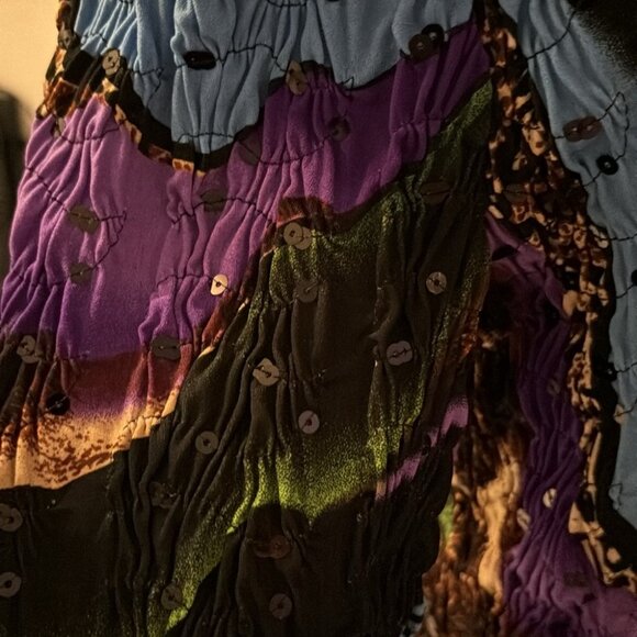 Joseph Ribkoff Jacket Size 12 Black Colorful Print Textured Sequin Zipper Womens - Picture 4 of 8